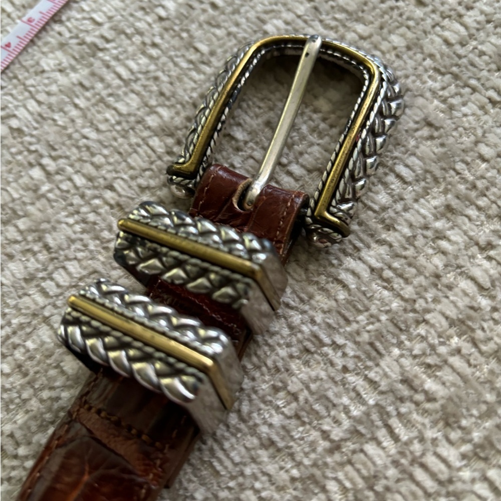 Beautiful brown leather and two tone metal belt by  Brighton